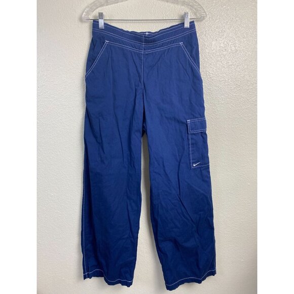 Nike Blue Cargo Wide leg Pants Men Medium Pull on Y2K Hip Hop Baggy 90s Utility